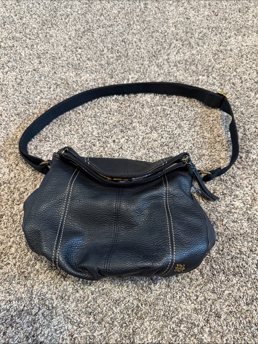 The Sak Deena Flap Black Leather Crossbody Shoulder Bag